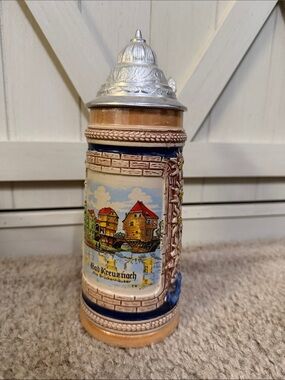 Vintage Original Gerzit Gerz Handmade Bad Kreuznach German 3D Lidded Stein